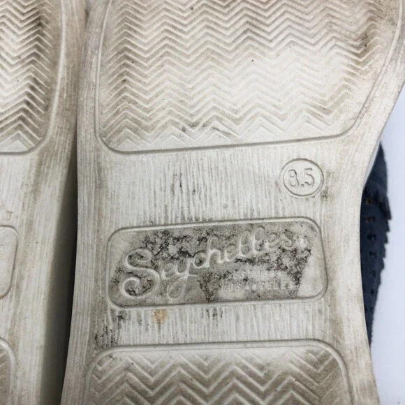 Seychelles Sneakers Shoes Womens 8.5 Blue Even Better Leather Slip On Laser Cut - Picture 8 of 8